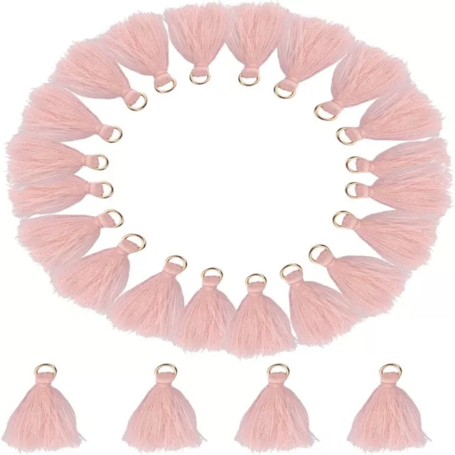 Jewelry Making Pink Small Tassels Mini Tassels Cotton Thread With Jump Rings