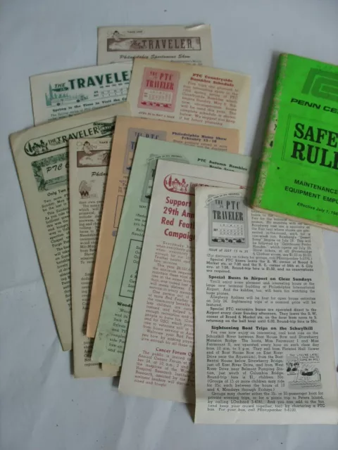 LOT Pennsylvania Railroad Items Safety Rules Ticket stubs PTC Travelers 1940s-60 3