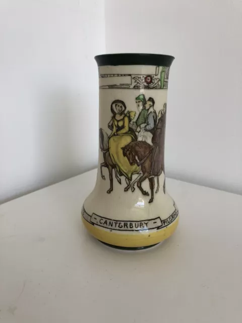 Rare Royal Doulton Seriesware Vase - Canterbury Pilgrims 1902 - Excellent !!
