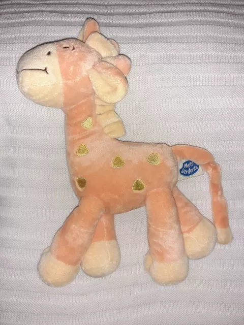 Doudou/peluche Girafe orange/jaune Mots D'enfants