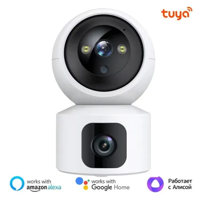 Tuya Telecamera di Sicurezza Intelligente WiFi con Doppia Lente 4 MP PTZ Alexa