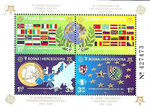 Timbres "50 ans Europa" Bosnie Herzégovine BF27 ** de 2005 (70062EJ)