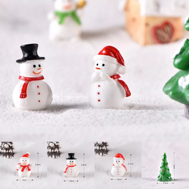 Christmas Mini Miniatures Snowman Resin Figurines Santa Claus Model Decoration