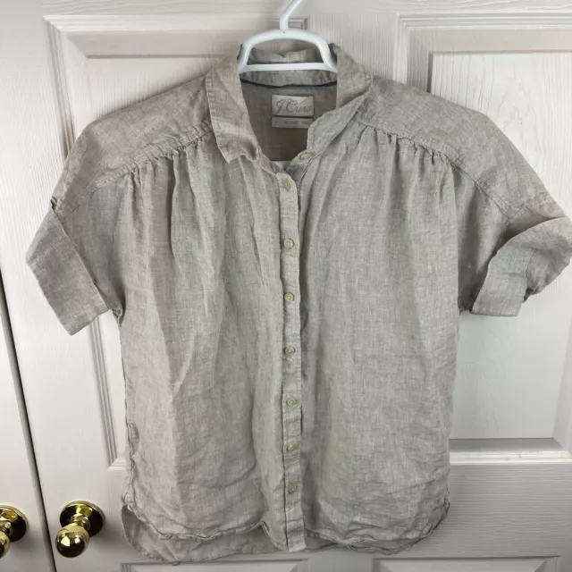 Women's J.Crew Baird McNutt Linen Short Sleeve Button Front Top Medium M Relaxed