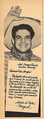 1957 WTRI NEW YORK TV AD ~ LOST CANYON RANCH CACTUS COUNTY Western Movies Miguel