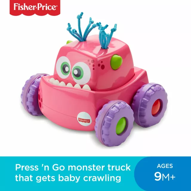 Fisher-Price DRG14 Press-N-Go Monster Truck Pink, Push and Go Crawling Toy, Suit