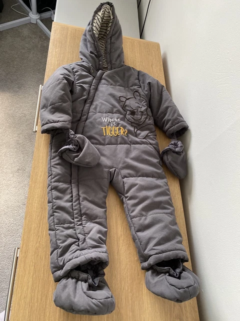 Tuta da neve Disney Baby WINNIE POO TIGGER GRIGIO ORO 12-18 MESI & Guanti/barche