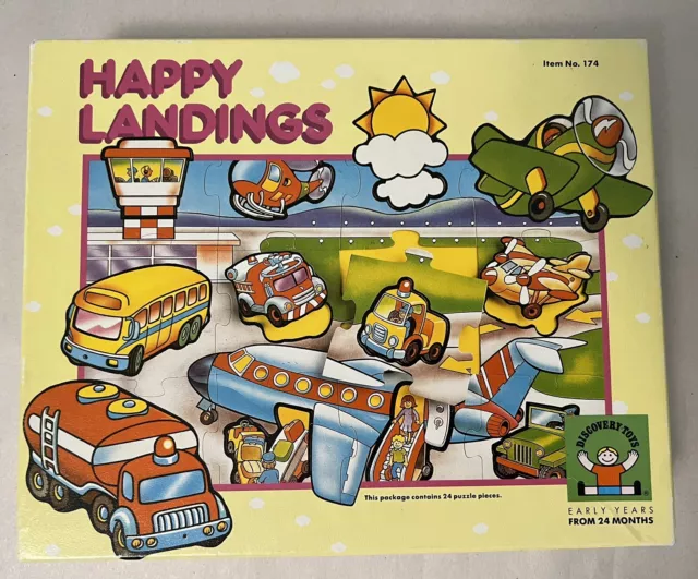 Vintage Discovery Toys 1989 Happy Landings Puzzle Game Toy Complete Rare HTF