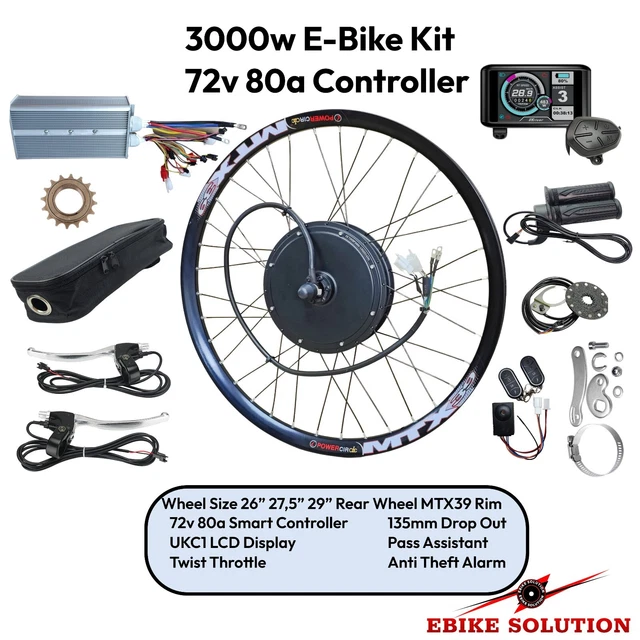 72V 80A CONTROLLER Ebike kit Rear Wheel Drive Enduro Conversion Kit £