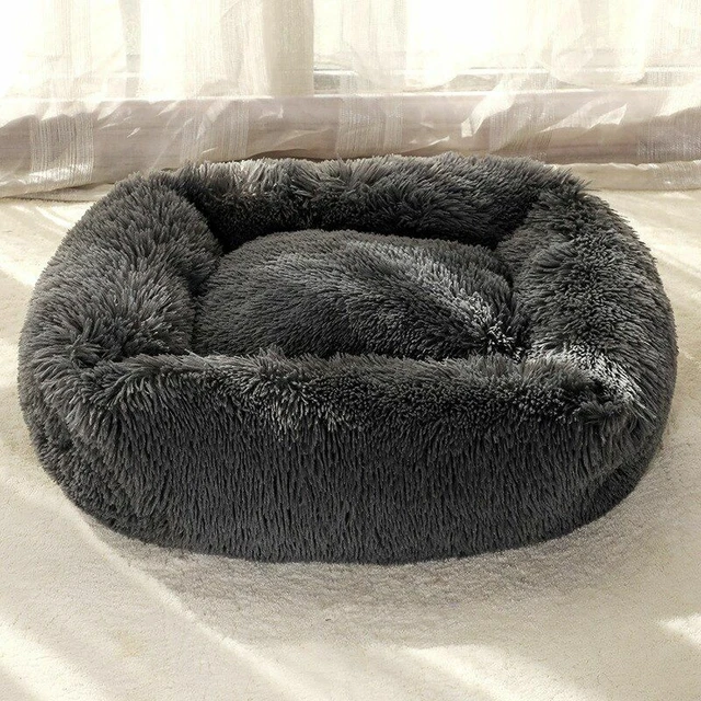 Comfortable Warm Donut Dog Beds Calming Anti-Anxiety Solid Portable Bed For Pets 3