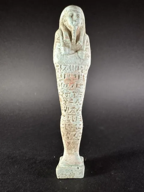 Beautiful Authentic Ancient Egyptian Faience Ushabti Shabti With Hieroglyphics