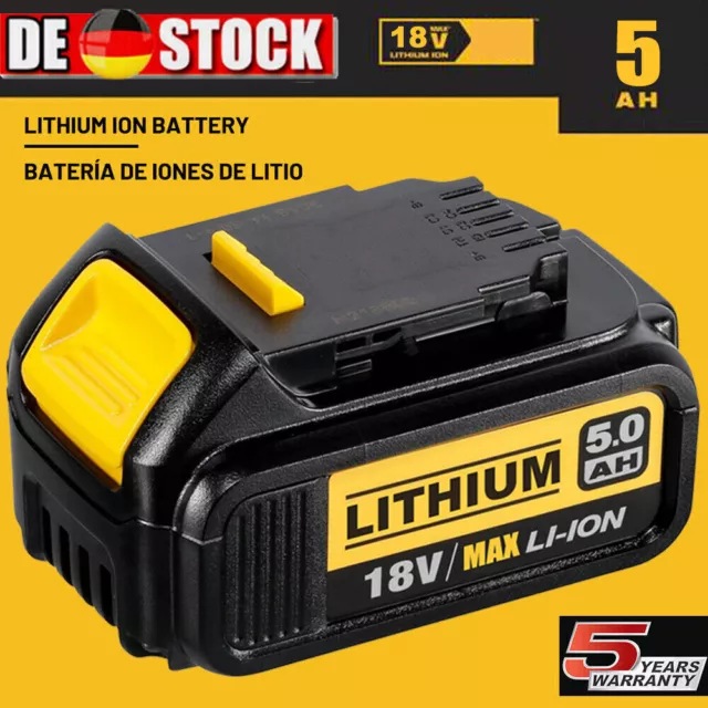 Für DeWalt Akku 18V 5,0 Ah XR Li-Ion Batterie DCB182 DCB205-2 DCB200-2 DCB184 DE