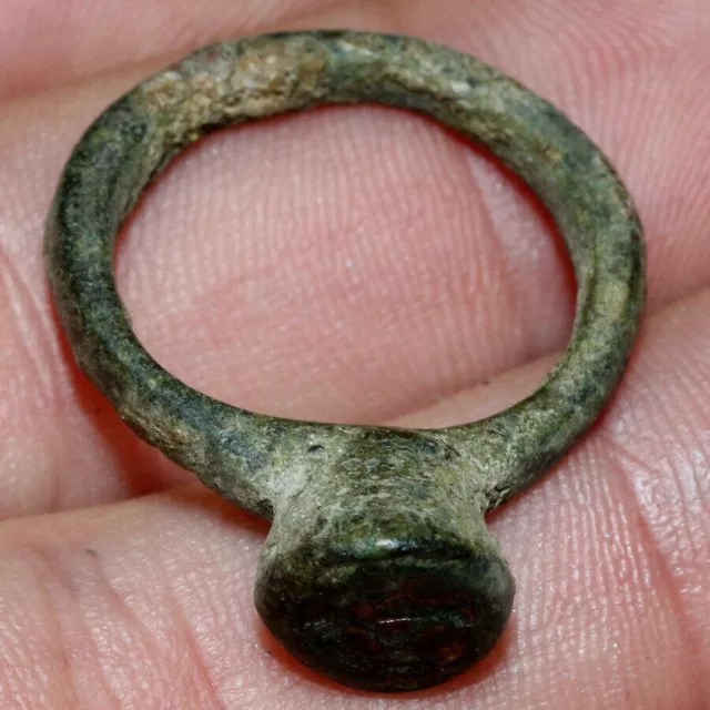 PERFECT-Byzantine Bronze SEAL STAMP Ring Circa 1200-1400 AD 2