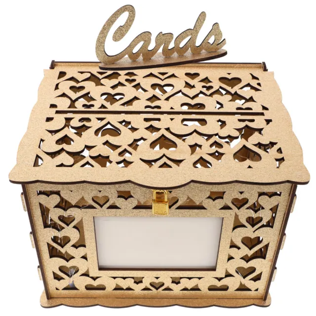 Caja de tarjetas de regalo de madera rústica con cerradura para bodas y fiestas