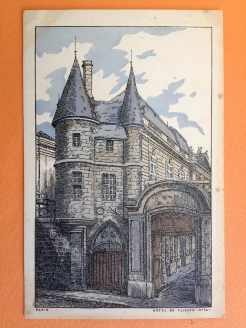 cpa engraving drawing litho 75 - PARIS HOTEL CLISSON Engraving Drawing