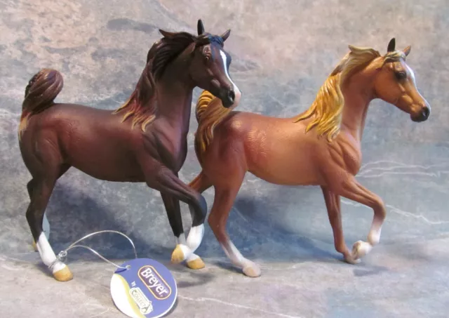 Two Lovely Breyer Collecta Arabian Mares Horses Golden Chestnut & Liver Chestnut