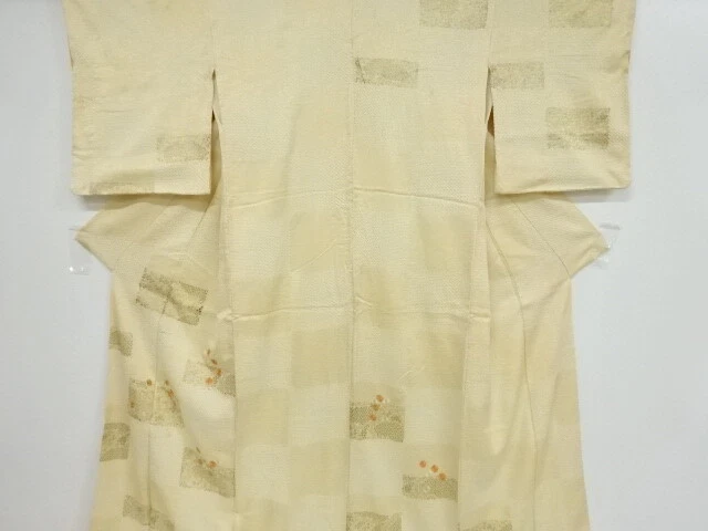 37574# Japanese Kimono / Antique Kimono / Shibori / Embroidery / Flower & Ch