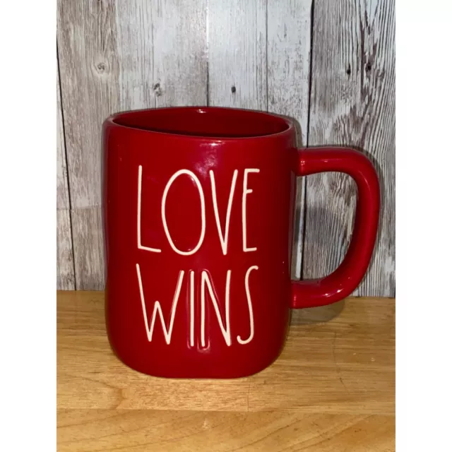 Rae Dunn Red Ceramic Love Wins Coffee Tea Mug Cup Kitchen Farmhouse