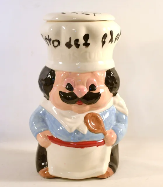 Italian Fat Chef Cuisto des Chef Ceramic Cookie Jar Canister Home Decor