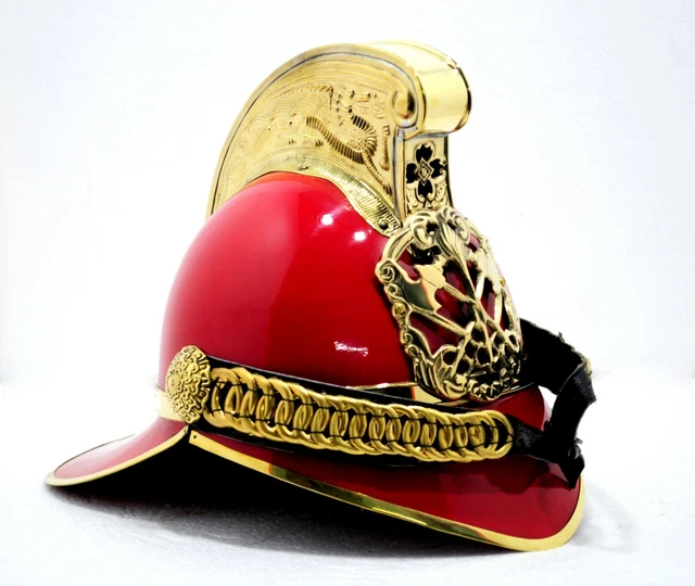 Original Rider Fireman FIREMAN RARE RED Finish Fire Brigade Rider Fire Fighter CHIEF Helmet £ ...