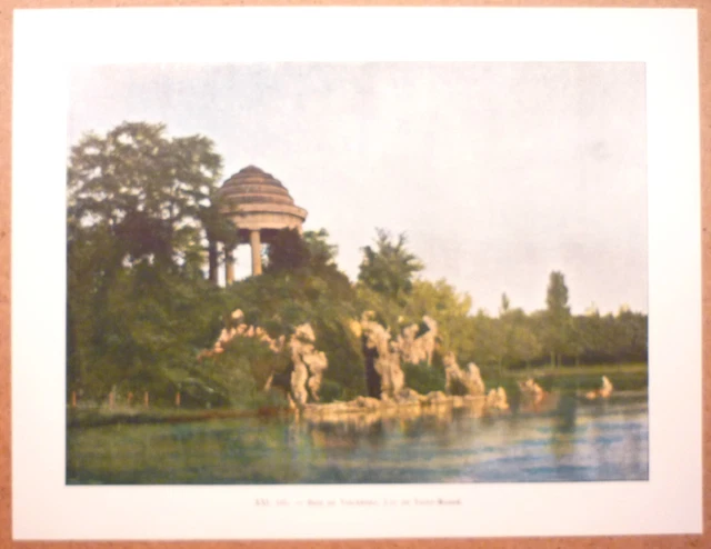 BOIS DE VINCENNES Lac de St-Mandé - Photochromie fin 19ème Gravure Paris France