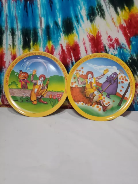 McDonalds Four Seasons Plates 1977 Lot Of 2  Vintage Spring,Fall, Grimice Ronald