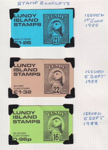 Lundy Island. 1988 Stamp booklets. Complete.