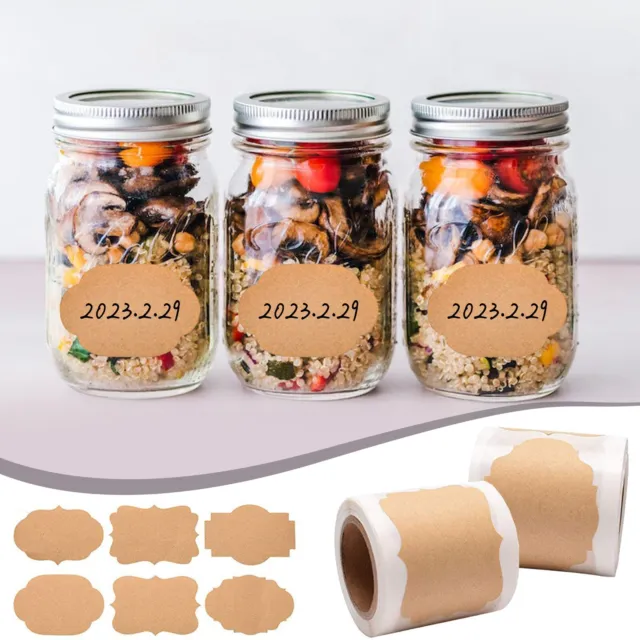 Customizable Label Stickers 300 PCS DIY Kraft Labels for Jars and Bottles