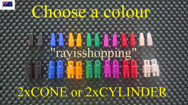 2 x CONE or CYLINDER Style Presta French Valve Caps Bicycle Bike Cool Colours