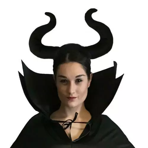 EVIL WITCH HORNS HEADBAND Halloween Gothic Horn Queen MALEFICENT Fancy Dress