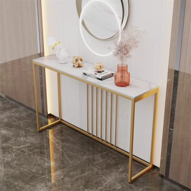 White Marble Console Table TV Stand Long Sofa Side Table Living Room Entryway White Marble Console Table TV Stand Long Sofa Side Table Living Room Entryway
