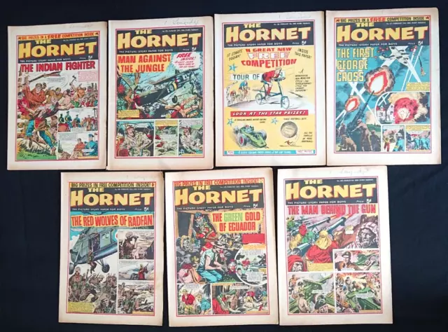 The Hornet Comic # 122 125 126 127 128 129 130 January Feb 1966 UK Weekly Bundle