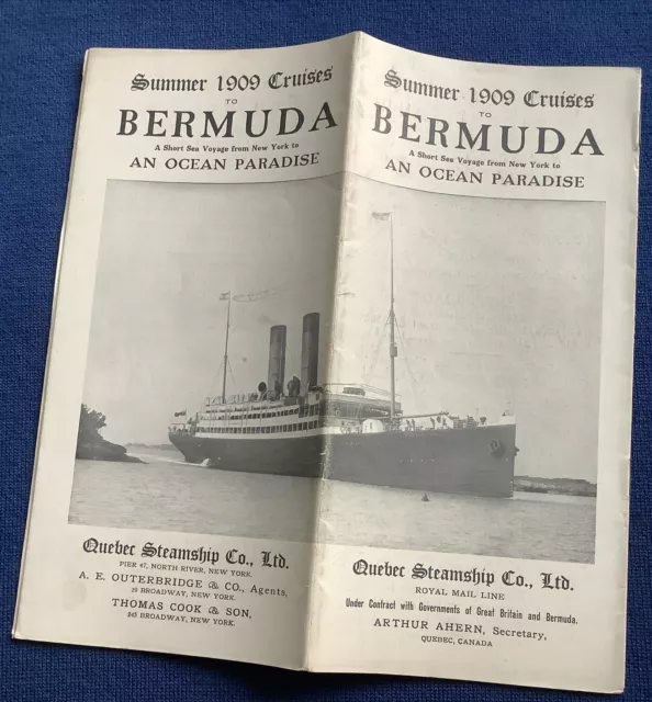 1909 Cruises To Bermuda Quebec Steamship Company Canada Brochure Vintage Summer