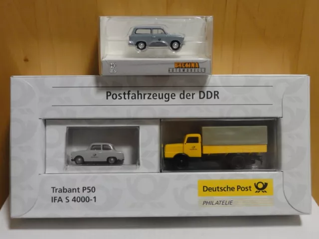 Brekina 006276 & 27552 - 2x Trabant P50 Limo + Kombi & S4000-1 LKW (Post) DDR!!!