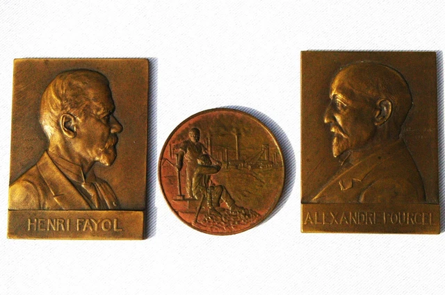 3 Médailles Ecole des Mines de Saint-Etienne - Centenaire, H. Fayol, A. Pourcel