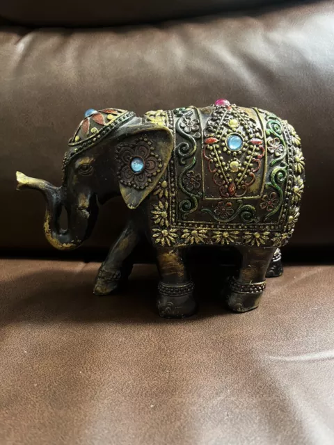 Decorative Jeweled Elephant. Painted Resin