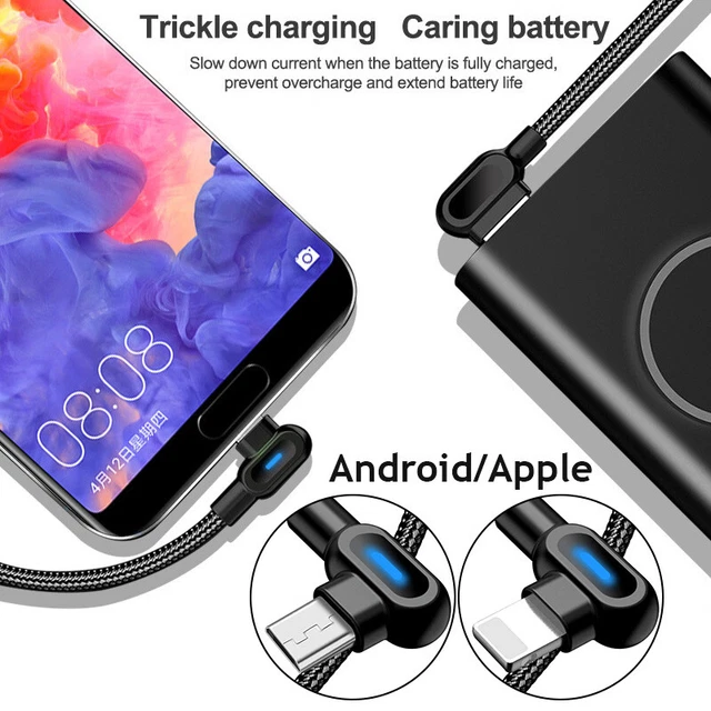 Câble De Charge Rapide De Téléphone De Chargeur De Led De Fil D'usb De Ligne ₣