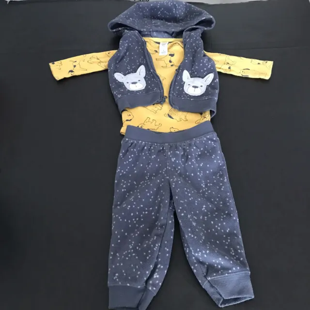 Carter’s Baby Boys’ Fleece Puppy Dog 3 Piece Outfit Bodysuit Pants Vest Set 9M