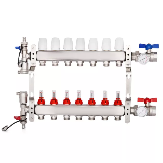 Kit Collettore di Riscaldamento a Pavimento,Acciaio Inossidabile PEX 5/8 Pollici