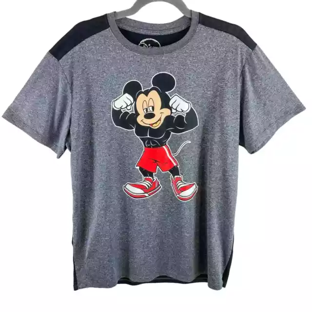 Disney Muscle Mickey Mouse Crew Neck Short Sleeve Cool Jersey Knit T-Shirt Sz L