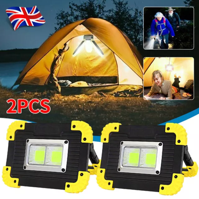 2x USB Rechargeable LED COB Work Light Outdoor Camping Floodlight Emergency Lamp