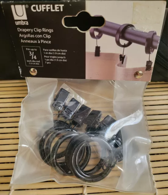 Umbra Cufflet Drapery Clip Rings- Fits Up To 3/4" Rod