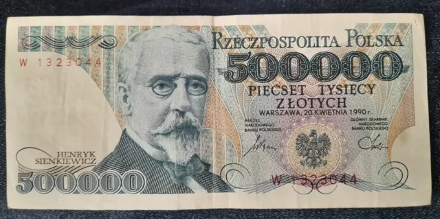 Poland 500 000 Zlotych Banknote 1990