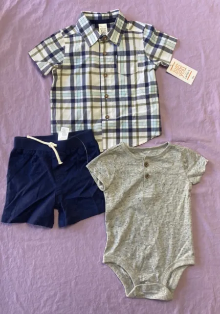 Just One You by Carters' Baby Boy 3 Pc Set Tops and Bottom Navy Size 9M