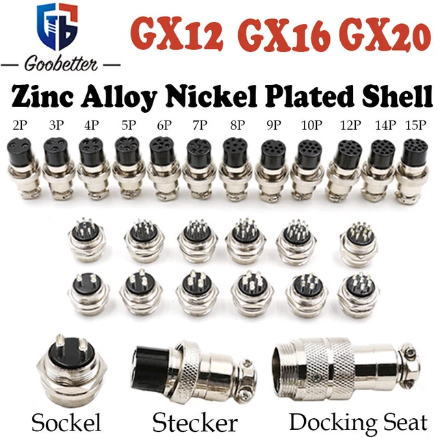 GX12 GX16 GX20 2-15Pin Panel Aviation Plug Socket Male&Female Connector GX12 GX16 GX20 2-15Pin Panel Aviation Plug Socket Male&Female Connector