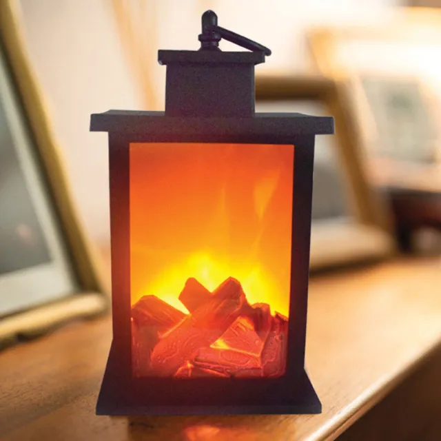 Table Fireplace Battery Powered Lantern Lamp Decorative LED Light Indoor Garden