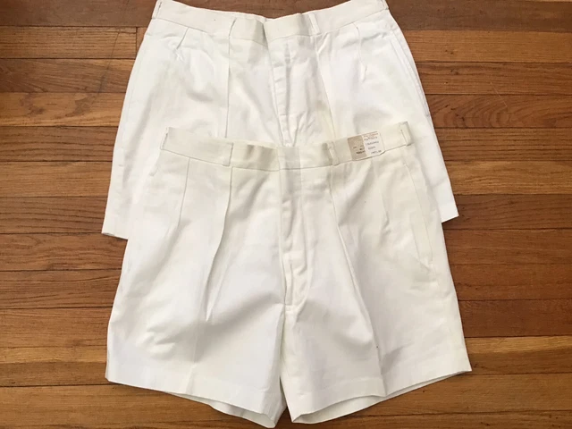 2 Pair VTG Mens Britches Pleated Chino White Tennis Shorts Sz. 34 New w/Tags