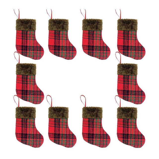 10 pz calze natalizie tessuto calzino Babbo Natale regalo bambini borsa caramelle neve Q3