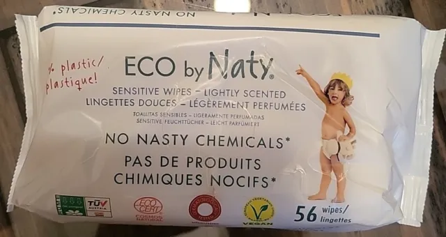 Eco by Naty Baby Wipes, Lightly Scented, Biodegradable and Compostable, 56 Wipes
