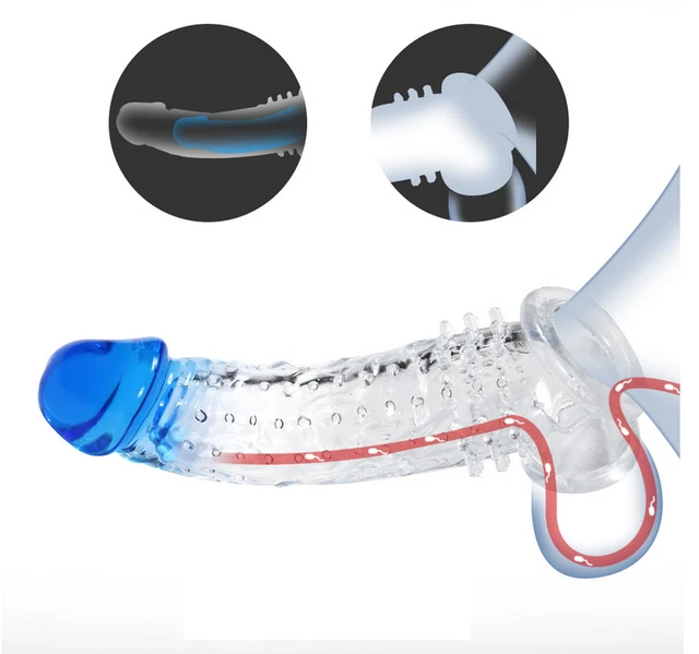 Manchon Pénien Avec Extension Et Anneau Boule – TPE Souple, Style Basique Crystal
